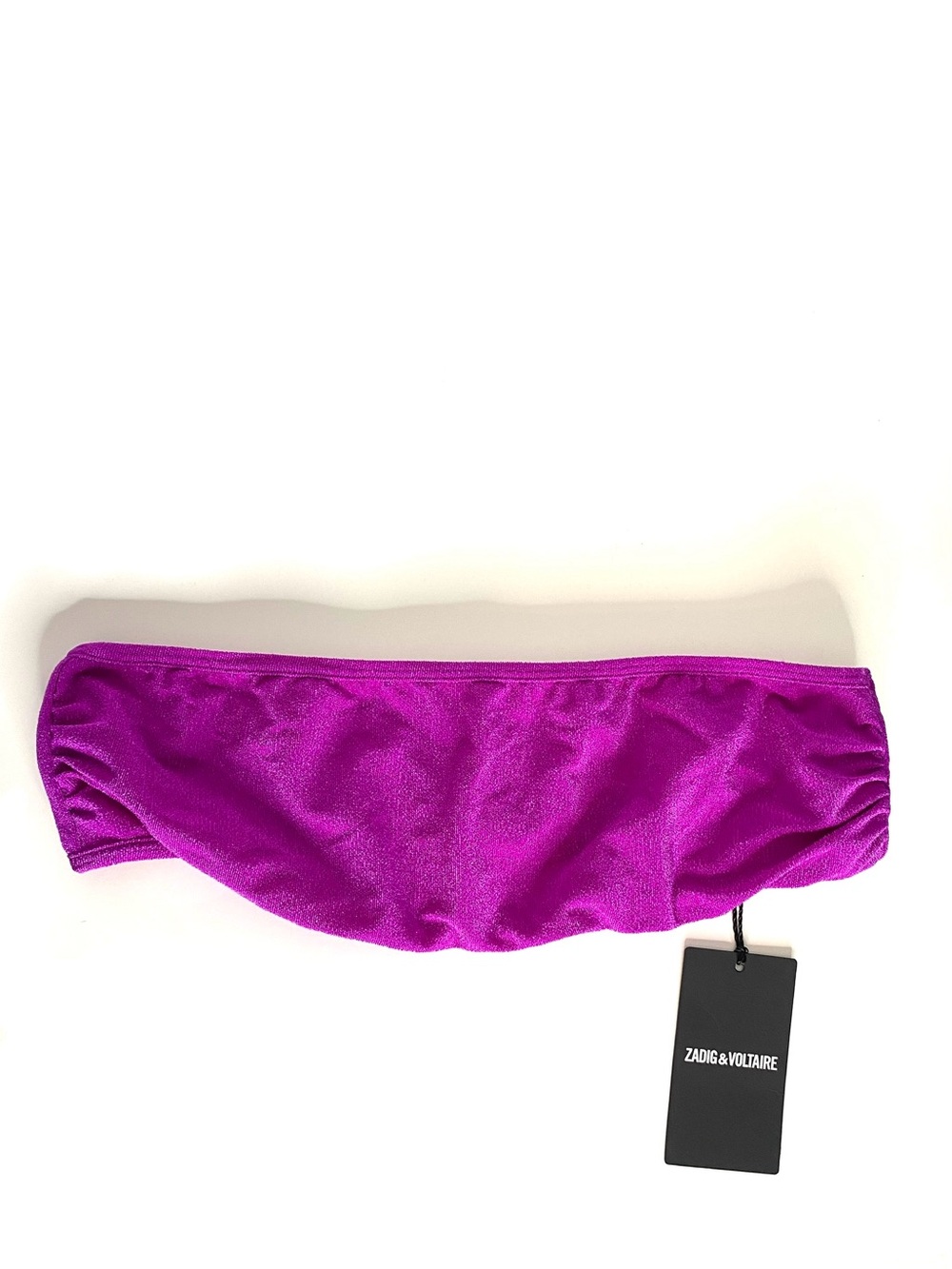 Zadig & Voltaire NWT Crinkle Bandeau Bikini Top Prune Purple Strapless